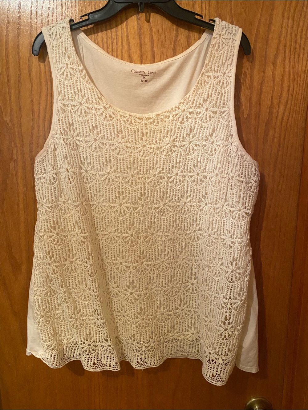 Coldwater Creek Cream Crochet Lace Tank Top - Size 2X